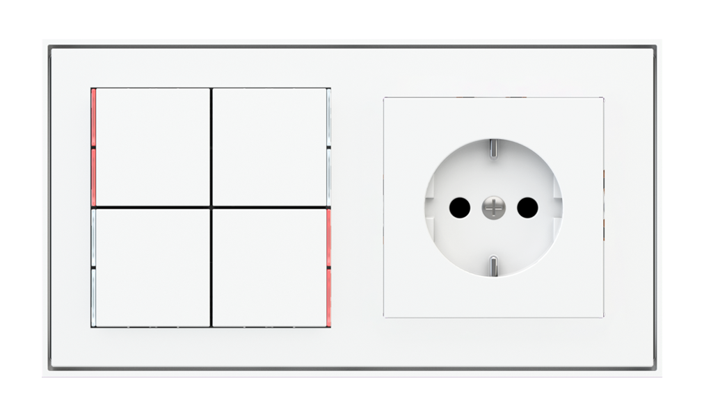 Ekinex 71 · Pushbutton with thermostat to be used with power sockets for 2-fold plate (60x55 mm module) · Управление климатом