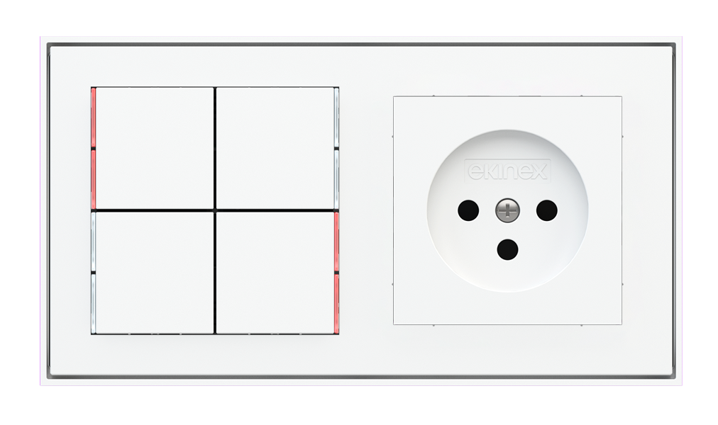 Ekinex 71 · Pushbutton with thermostat and socket point for 2-fold plate (60x55 mm module) - IL · Управление климатом